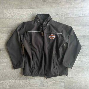 Medium Harley-Davidson Men’s Black Softshell Jacket • Needs Zipper Repair